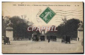 Old Postcard Paris 8 stop the Champs Elysees and Chaveaux Marly