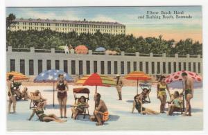 Bathing Scene Elbow Beach Hotel Bermuda linen postcard