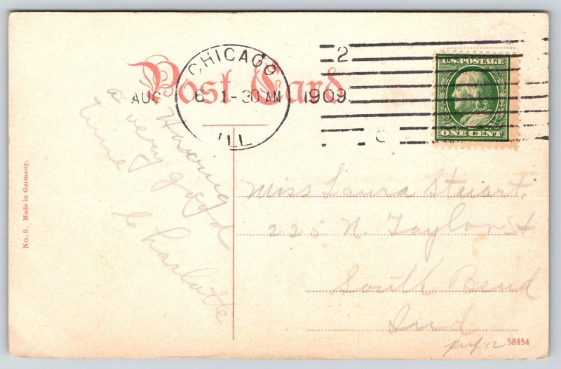 Chicago IL~Washington Park~Refectory Bldg~Carriage~Automobile~Flags~1909 PC