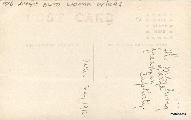 1916 Large Auto Woman Driver RPPC real photo postcard 8548