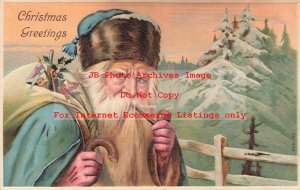 Christmas, Selmar Bayer No 185-1, Blue Robe Santa Smoking a Pipe, Sack of Toys