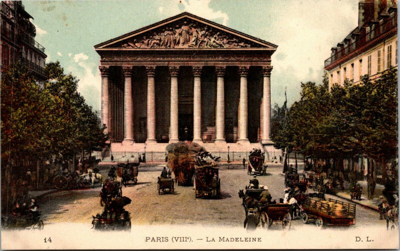 Vtg 1910s La Madeleine Catholic Church Paris VIII France Postcard