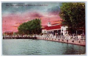 1914 Wharf Pavilion Lake Manawa Council Bluffs IA Burlington Series Postcard