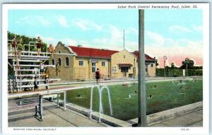 JOLIET, Illinois IL   Joliet Park District SWIMMING POOL ca 1940s Linen Postcard