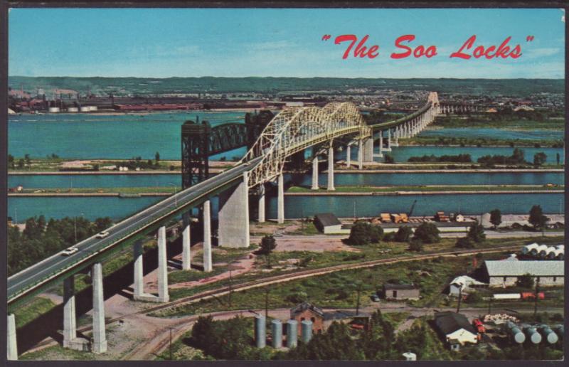 Soo Locks,Sault St Marie,MI Postcard BIN