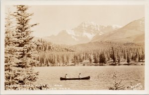 Mt Edith Cavell Lac Beauvert Jasper Alberta AB Canoeing Harry Rowed Postcard G5