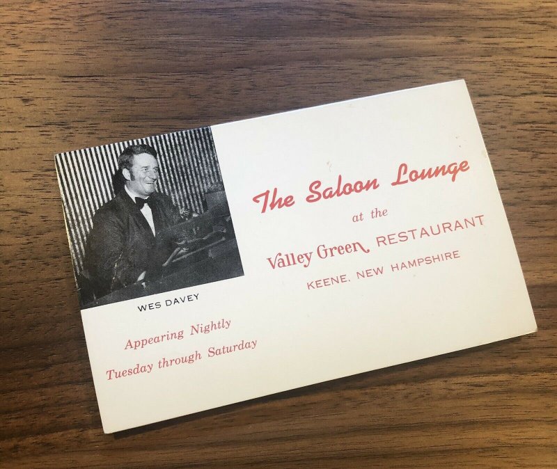 Keene , NH - New Hampshire - The Saloon Lounge - Valley Green Restaurant Menu 