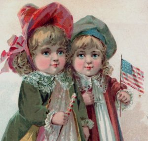 1889 Scott's Emulsion Quack Medicine The Twins Girls Holding Flags #7N
