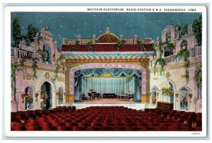 1920 Interior Mayfair Auditorium Radio Station K M A Shenandoah Iowa IA Postcard