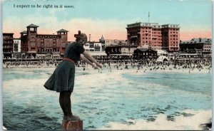 Antique Beach Scene At Atlantic City New Jersey PC2752