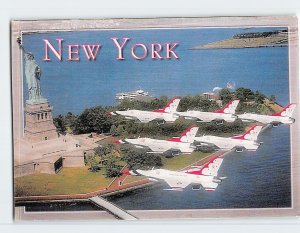 Postcard Thunderbirds, flies by the Statue of Liberty, New York City, New York 