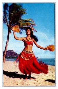 Tahitian Dancing Hula Dancer Waikiki Hawaii HI Chrome Postcard W18