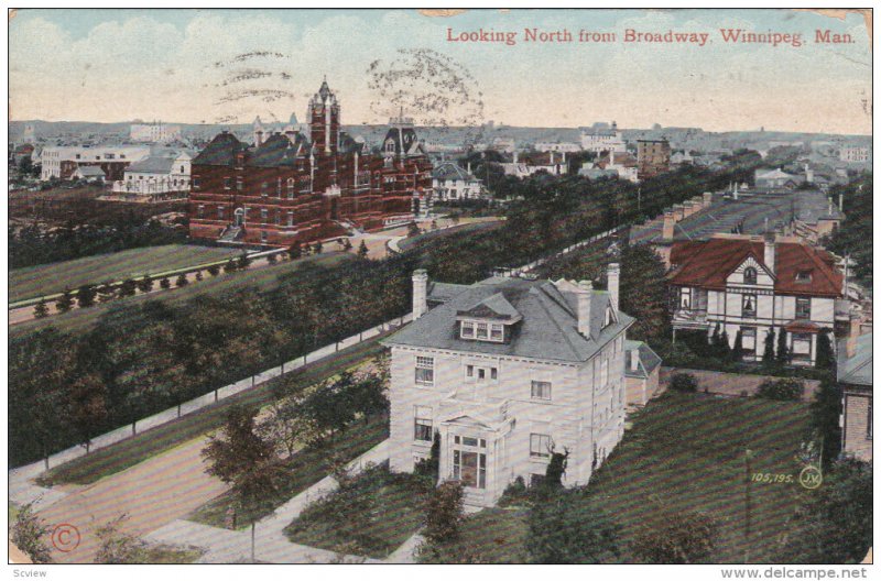 WINNIPEG, Manitoba, Canada, PU-1912; Looking North From Broadway