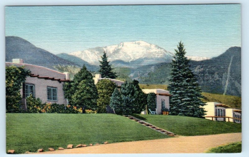 MANITOU SPRINGS, CO ~ Roadside EL COLORADO LODGE & Coffee Shop c1940s Postcard