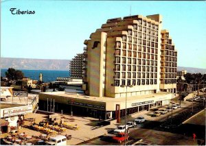 Tiberias, Israel  TOWN CENTRE Street Scene~United Mizrahi Bank~Cafe 4X6 Postcard