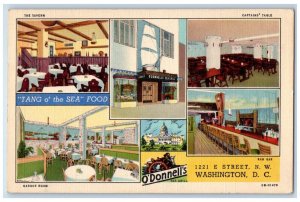 Washington DC Postcard O'Donnell's Sea Grill Street Multiview Room c1942 Vintage