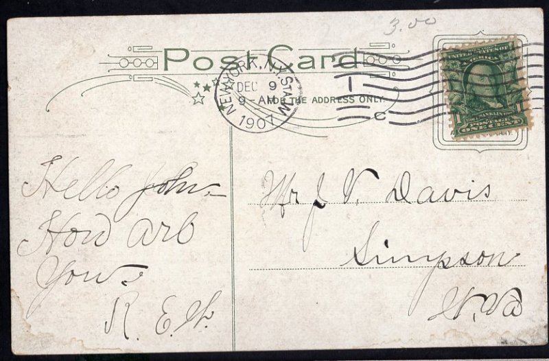 NEW YORK CITY General Post Office - pm1907- Divided Back
