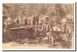 Yevre city Postcard Old Bridge Termineau Gue (horse hitch very animated)