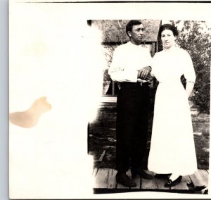 c1920 RPPC Wedding Photo Husband Holds Wife's Hand ANTIQUE Postcard 1406