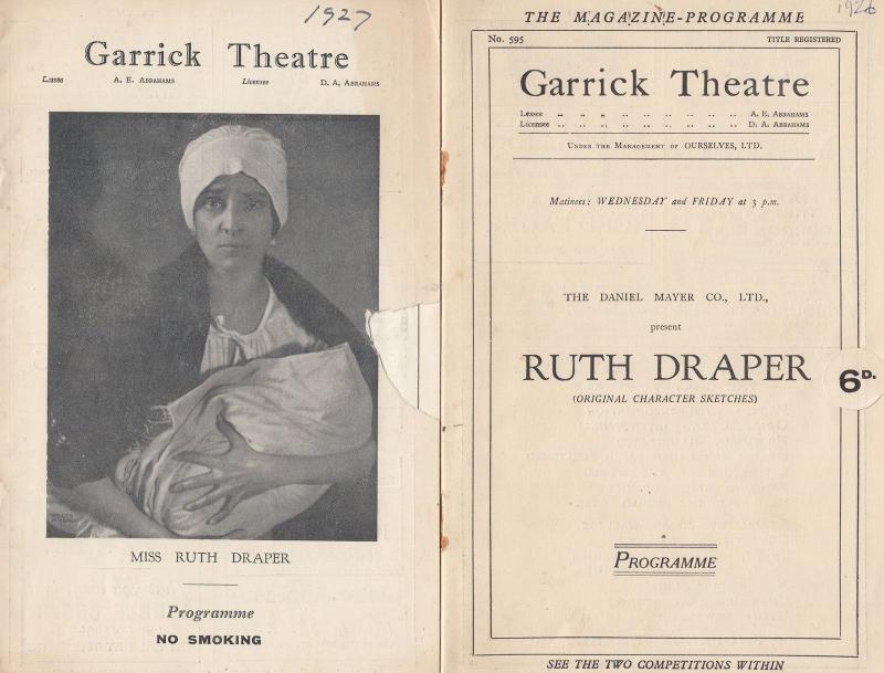 Ruth Draper Garrick London Theatre 2x Antique Programme s