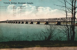 VINTAGE POSTCARD VICTORIA BRIDGE AT MONTREAL CANADA POSTED IN 1928 HAS FAULTS