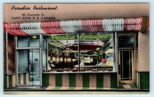 SAINT JOHN, New Brunswick Canada ~ PARADISE RESTAURANT Roadside c1960s Postcard