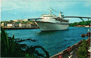 CPM AK Willemstad. Cruiser leaving the harbor CURACAO (660296)