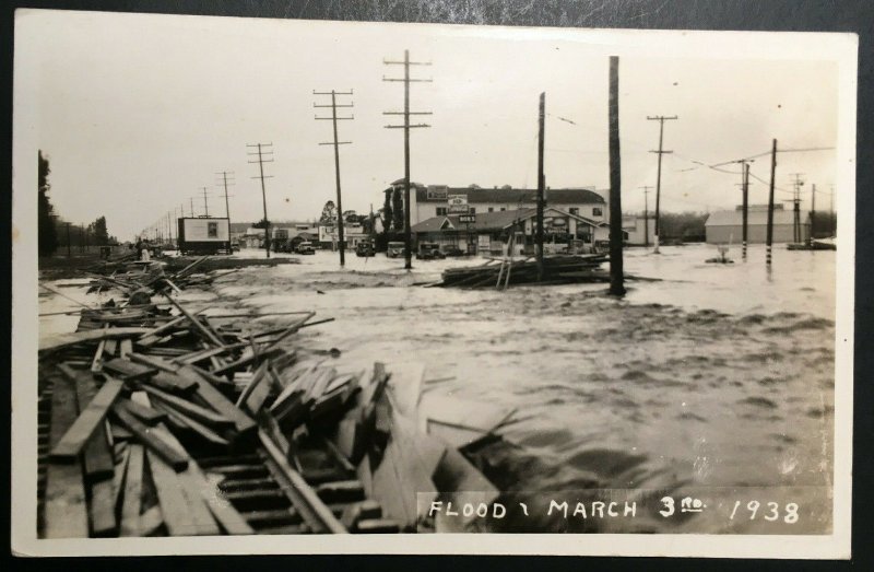 Mint Vintage 1938 Flood Disaster Real Photo Postcard RPPC