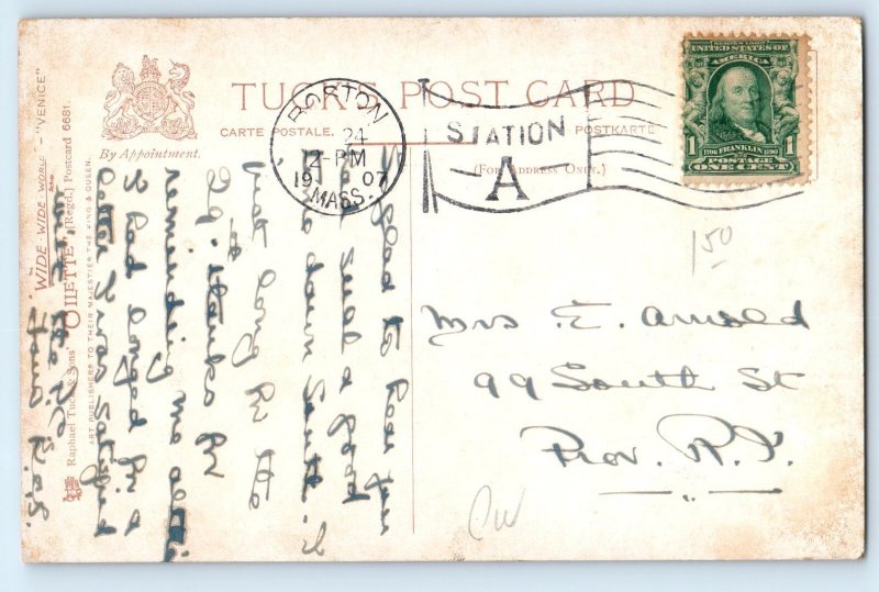 Veneto Italy Postcard Venice Grand Canal Scene 1907 Posted Oilette Tuck Art