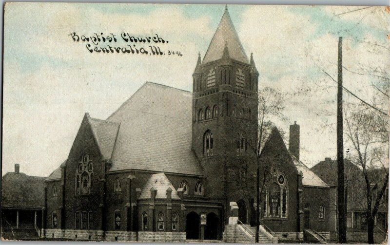 Baptist Church, Centralia IL c1910 Vintage Postcard U40