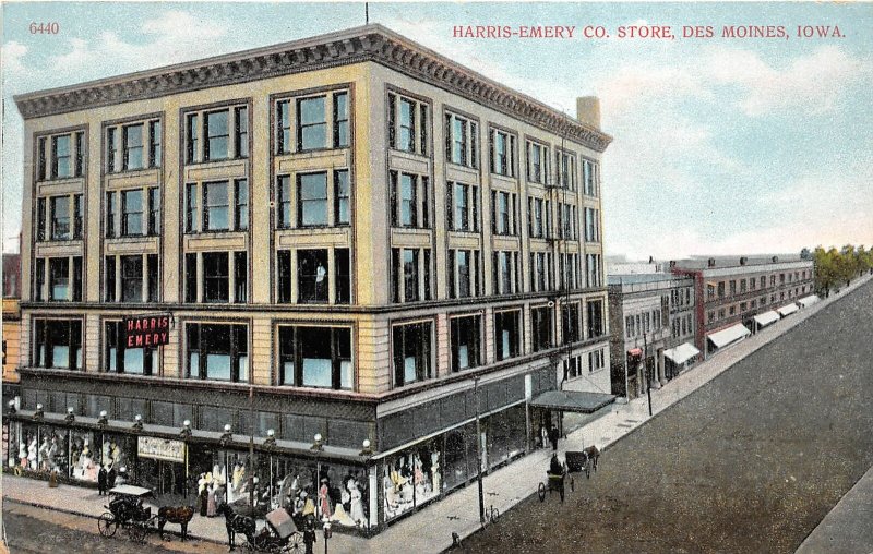 G2/ Des Moines Iowa Postcard c1910 Harris-Emery Department Store