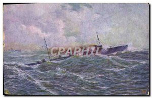 Postcard Old Boat SM Zerstorer a K fahrend Submarine