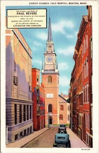 Old North Church Boston Massachusetts Mass Ma Paul Revere Charlestown Postcard 
