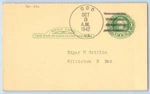 DPO Odd Virginia VA Postcard Edgar M Griffin Williston North Dakota ND 1942