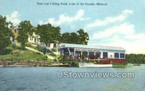 Boat and Fishing Dock - Lake of the Ozarks, Missouri MO Postcard