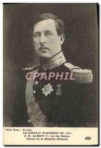 Old Postcard King of the Belgians Albert 1er decorated military medal Militaria