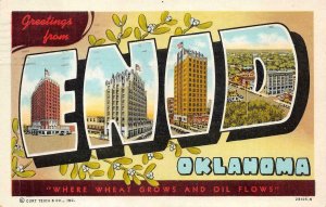 GREETINGS FROM ENID OKLAHOMA CURT TEICH LARGE LETTER POSTCARD 1950