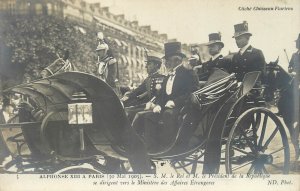 Visit of King of Spain Alphonse XIII in Paris 1905 royal coach event rppc