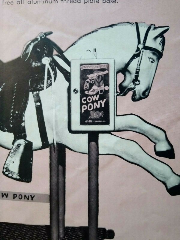 Cow Pony Ride FLYER Original Amusement Kiddie Horse Art Print 1950's All-Tech