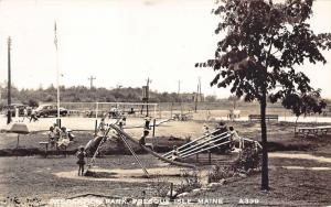 1949 Presque Isle ME Busy Scene Recreational Park Old Cars RPPC