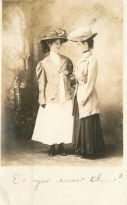 1909 Lancaster Minnesota Kitson County Young Ladies Big Hats RPPC Postcard 2204