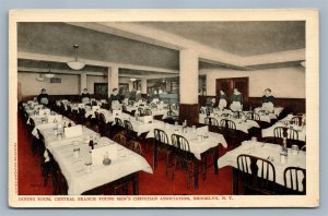 BROOKLYN NY YOUNG MEN'S CHRISTIAN ASSOCIATION DINING ROOM ANTIQUE POSTCARD