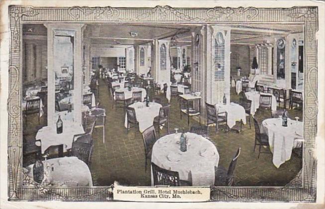 Missouri Kansas City Hotel Muehlbach Plantation Grill 1929