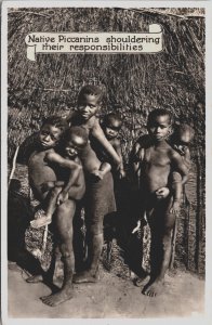 South Africa Natives Ethnic Boys Vintage RPPC C159