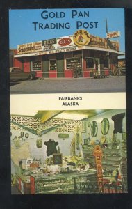 FAIRBANKS ALASKA GOLD PAN TRADING POST INTERIOR ADVERTISING POSTCARD