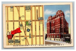 Vintage 1940's Postcard William Sloane House YMCA Manhattan New York City NY