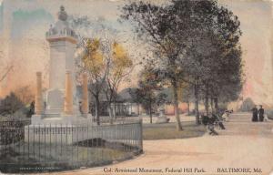 Baltimore Maryland Federal Hill Park Armistead Monument Antique Postcard K86983