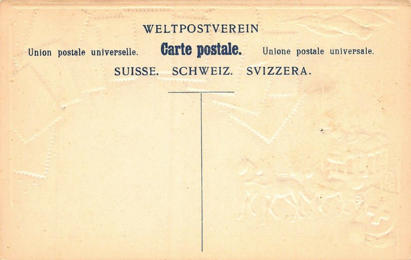 Switzerland Stamps on Early Embossed Postcard, Unused, Pub. by Ottmar Zieher