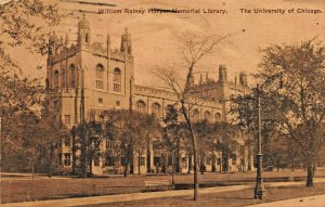 UNIVERSITY OF CHICAGO~WILLIAM RAINEY HARPER LIBRARY-1921 PSTMK PHOTO POSTCARD