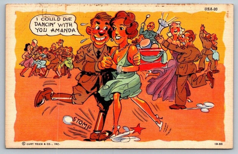 Vintage Saucy Cartoon Humor Postcard - US Army - WW2 - 82nd 101st Airborne